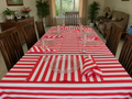 Handblock Printed Cotton Stripe Table Linen Set - Red & White