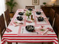 Handblock Printed Table Linen Set(With Mats & Napkins) - Scarlet Bloom