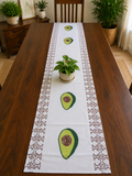Handblock Printed Table Runner - Avocado (13" × 72")