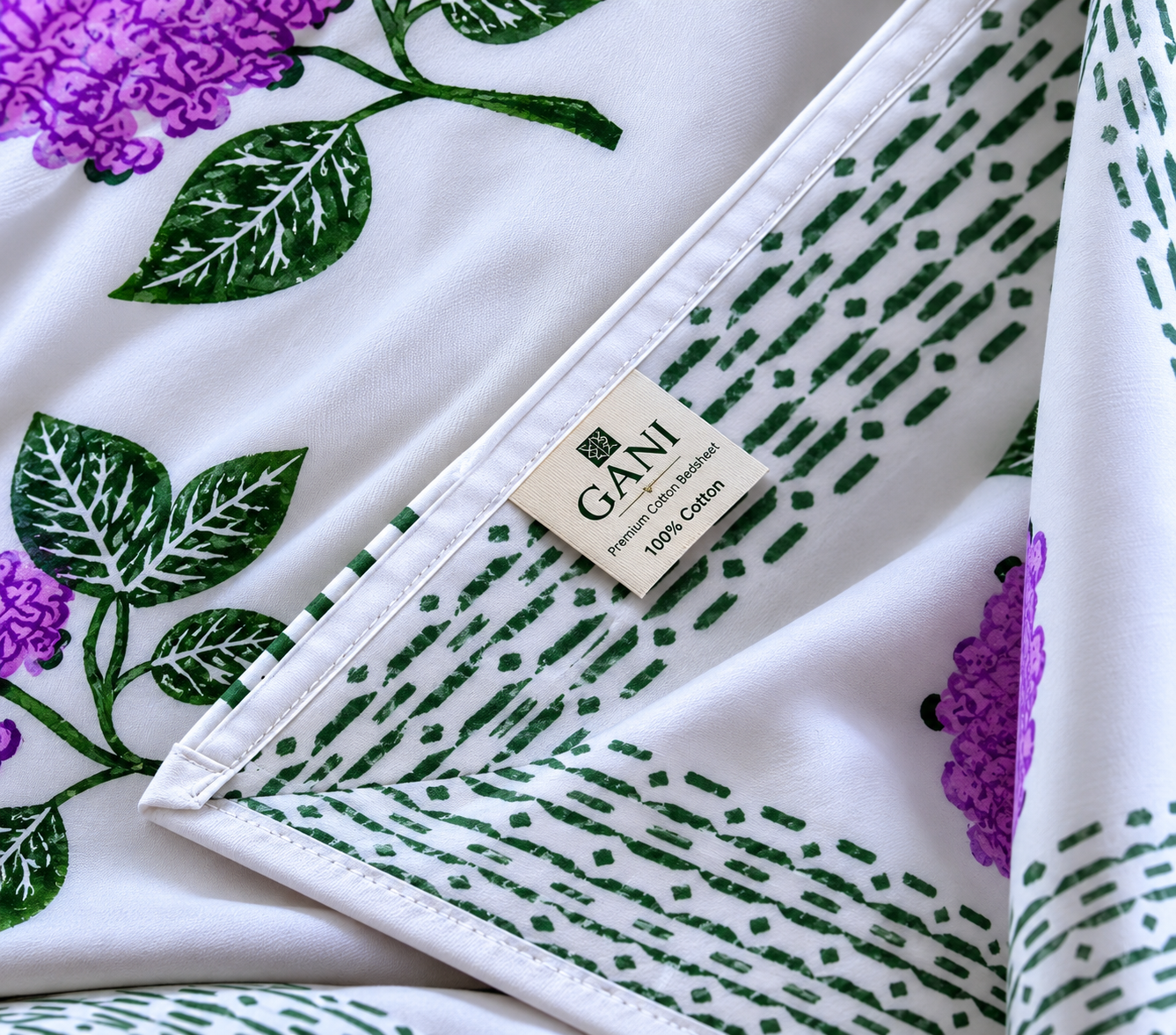 Handblock Printed Cotton Bedsheet - Floral Mist