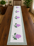 Handblock Printed Table Runner - Lilac Bloom (13" × 72")
